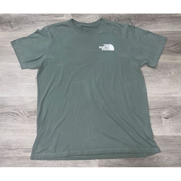 The North Face Men's Size L Large Short Sleeve Green T Shirt Big Logo Spell Out - Picture 3 of 6